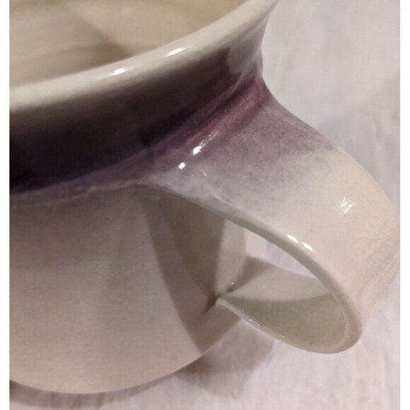 3 Art Pottery Mugs Signed Coffee Cup Handmade Studio Tea Purple White Stripe Set - Picture 6 of 16